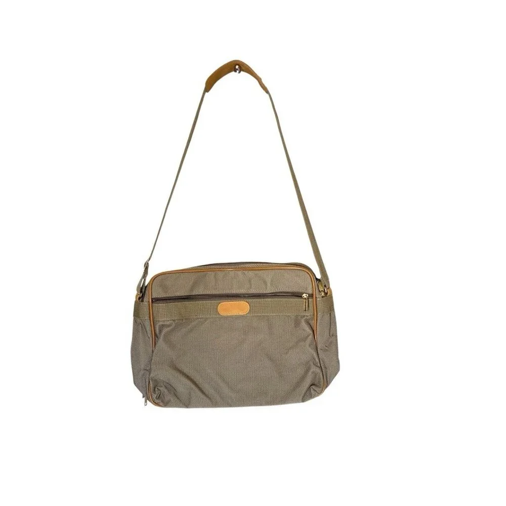 London Fog Shoulder Messenger Luggage Travel Bag Brown Multi Compartment Vintage